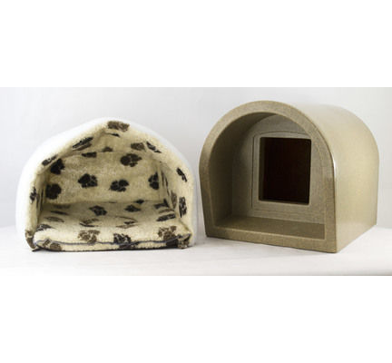 Mr Snugs KatDen Sandstone Cat Kennel With Mattress & Liner